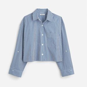 Madewell Cropped Blue Striped Button Down Shirt